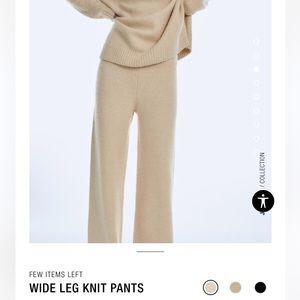 Zara wide leg sweater knit pants, cream (NWOT)